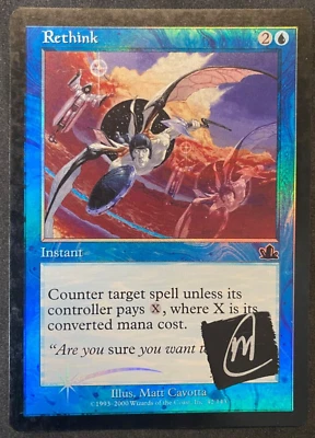 Rethink FOIL - MTG Magic - Prophecy - Signed by Matt Cavotta MP - Image 1 of 2