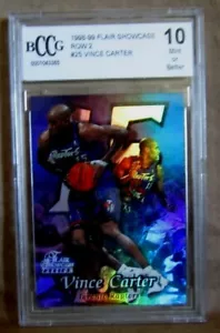 VINCE CARTER RC 1998-99 FLAIR SHOWCASE REFRACTOR ROOKIE BCCG10!RAPTORS G RC GOAT - Picture 1 of 2