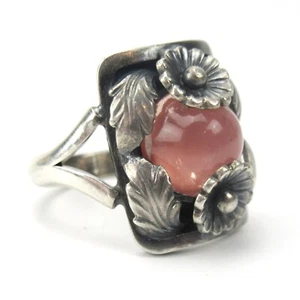 NIELS ERIK FROM Designer Ring 925 Sterling Silver Rose Quartz Vintage Denmark RARE - Picture 1 of 5