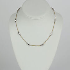14k 2-Tone Gold Beads, Beaded Womens Choker Station Necklace 16"