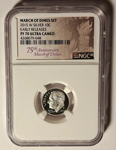2015-W MARCH OF DIMES SET SILVER PROOF DIME NGC PF70 UCAM EARLY REL ROOSEVELT Cover