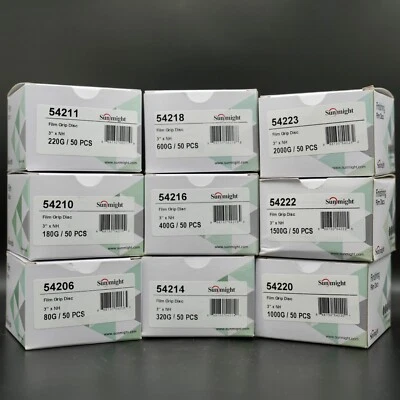 Sunmight крюк и петля 3 дюйма DA пленка абразивный авто наждачная бумага зернистость 80-3000 50/коробка - Изображение 1 из 4