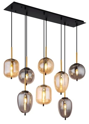 Lampadario a Sospensione con Paralumi in Vetro Fumé e Ambra 8xE27 Globo 15345-8A - Immagine 1 di 4