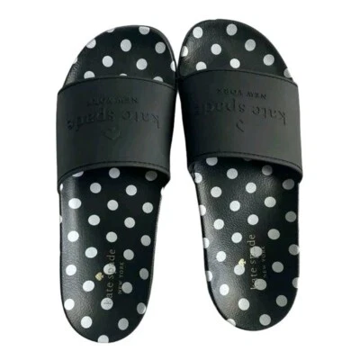 Kate Spade “Sunny” Polka-Dot Sandals Slides Rubber Black Women's Size 11 B New - Image 1 of 4
