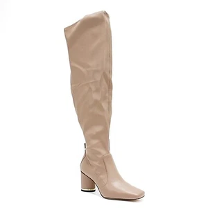 Women's Franco Sarto Pisaboot Taupe Faux Leather Wide Calf Over the Knee Boot - Picture 1 of 9