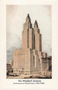 Waldorf Astoria NYC Skyline Park Ave Architecture Photo Vintage Postcard - Picture 1 of 2
