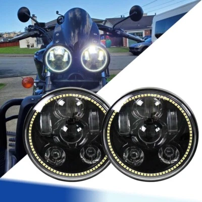 2X Faro LED Negro 5.75" Para Triumph Speed/Street Triple Thunderbird Rocket3 Foto 1 de 4
