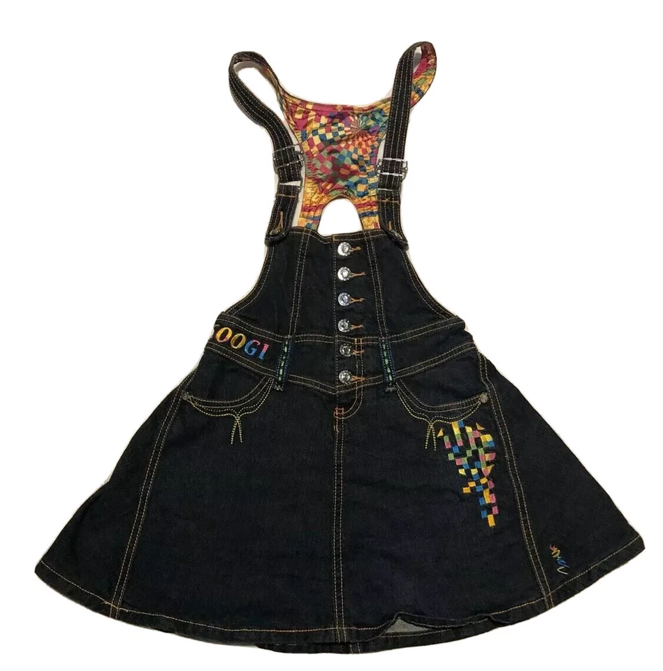 Talla 8/10 M Niñas Pequeñas De Colección Coogi Denim Pantalones Mono Con Falda Foto 1 de 4