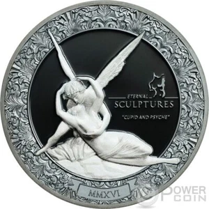 CUPID AND PSYCHE Eternal Sculptures Canova 2 Oz Silver Coin 10$ Palau 2016 - Picture 1 of 7