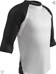 Complete Game 3/4 Sleeve Polyester Baseball Shirt, Youth Small, White, Black Sle - Picture 1 of 2