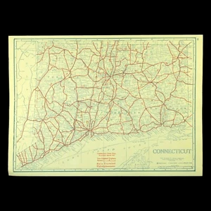 Vintage Map of CONNECTICUT Highway Map Auto Trails 1920s Old Original Antique - Picture 1 of 8