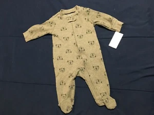 Carter's Boy's Brown Bear Cotton Zippered Front 3 Month *NEW* f1 - Picture 1 of 3
