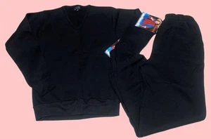 Vintage 80s Tultex Ultra Fleece 120 Jogger Set Blank Unisex Neu mit Etikett Schwarz Weich Small - Bild 1 von 13