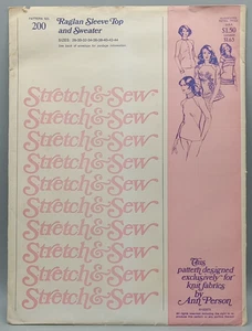 1974 Stretch & Sew Pattern #200 Miss Raglan Sleeve Top Sweater Size 28-44 Uncut - Picture 1 of 4