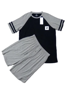 Nachila Herren 2-teiliger Kurzarm & Shorts weicher Bambus Pyjama schwarz/grau Größe S - Bild 1 von 7