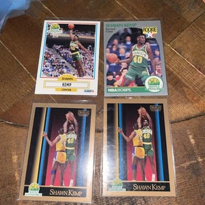 Shawn Kemp (4) ROOKIE Card Lot 1990-91 Fleer, SkyBox, Hoops Seattle Supersonics - Picture 1 of 20