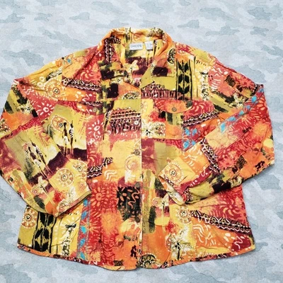 Chaqueta Chico's Mujer 3 Naranja Bolsillos Ligeros Manga Larga Botón Pana Foto 1 de 4