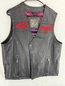 Ed Hardy Black Button Front Vest, XLarge -Death Before Dishonor - Picture 1 of 16