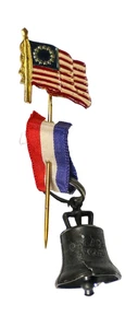 Liberty Bell, Ribbon & Flag Stick Pin Anstecknadel - Bild 1 von 13