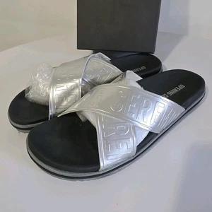 Vintage Opening Ceremony Berkeley Silver Crisscross Pool Slide Sandal sz.11 EUC - Picture 1 of 9