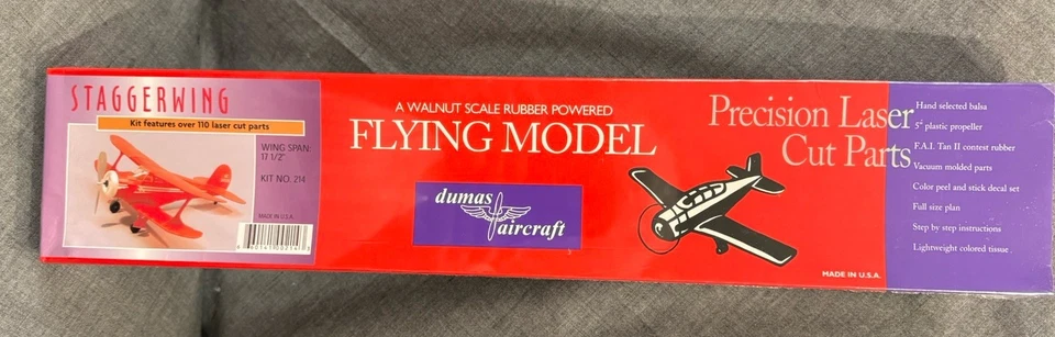 Dumas Staggerwing Kit 17.5" Rubber Powered Dum214