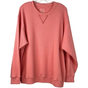 Aerie Damen Waffelstrick Oversize Sweatshirt Rosa Overhead Oberteil Freizeit Gr. M - Bild 1 von 12