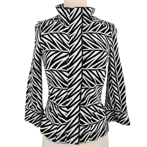 Vintage Y2K Diane von Furstenberg Zebra Animal Print Knit Jacket Womens Size 8 - Picture 1 of 8