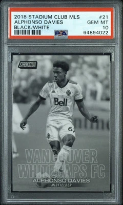 2018 Stadium Club MLS Alphonso Davies RC Black and White Rookie PSA 10 Gem Mint - Image 1 of 2