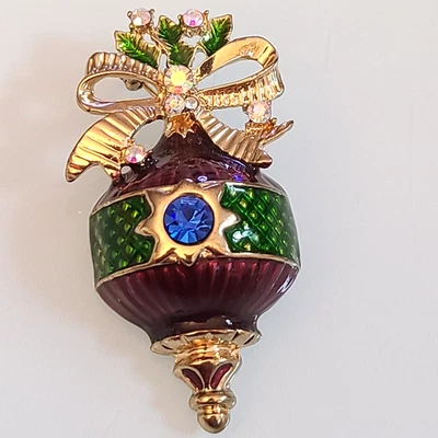 BROCHE ADORNO FELIZ NAVIDAD EN VERDE, BORGOÑA Y AURORA AÑOS B VINTAGE AÑOS 60 Foto 1 de 4