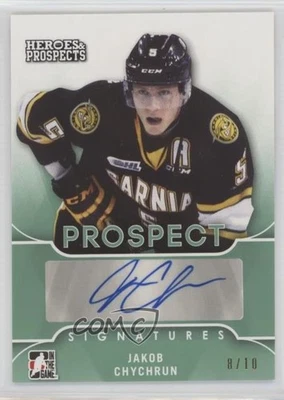 2015-16 Leaf ITG Heroes & Prospects Prospect Emerald /10 Jakob Chychrun Auto - Image 1 of 2