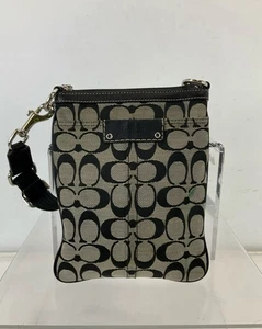 Coach Gray Black Signature Jacquard Top Zip Crossbody Bag - Picture 1 of 7