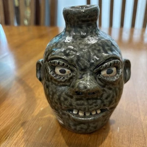 Cleater and Billie Meaders Signed Face Jug-Georgia Folk Pottery 1995- 5 3/4” - Picture 1 of 3
