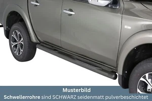 Schwellerrohre mit Tritt SCHWARZ für Fiat Fullback Doppelkabine Bj.2016> V2A TÜV - Bild 1 von 6