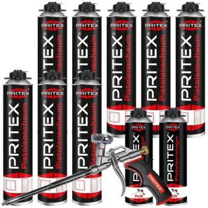 Bauschaum Set 8 x 750 ml Pistolenschaum + 2 Reiniger + Pistole PU Schaum - Bild 1 von 7