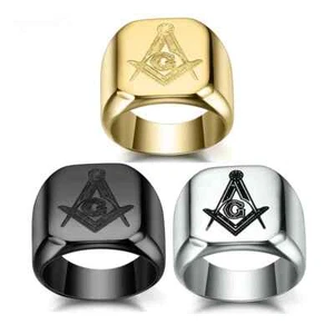 316L Stainless Steel Freemasonry Masonic Signet Ring for Men US Size 7-12 - Picture 1 of 19