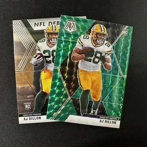 2020 Panini Mosaic AJ Dillon RC Green Mosaic Rookie #226 Packers + Debut Lot - Picture 1 of 3