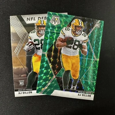 2020 Panini Mosaic AJ Dillon RC Green Mosaic Rookie #226 Packers + Debut Lot - Image 1 of 3
