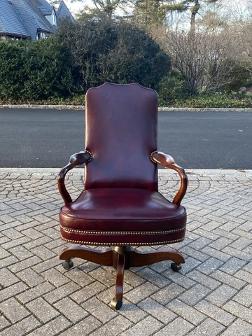 Vintage Leather Executive Office Chair by North Hickory Furniture in Burgundy Cover