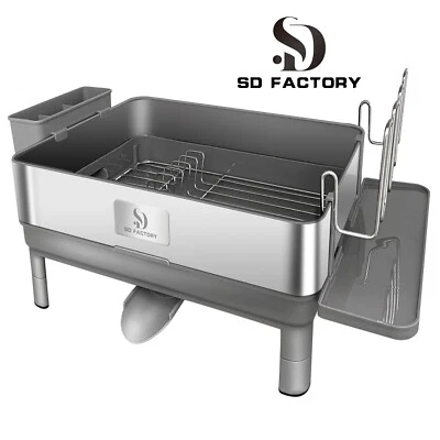 Dish Drying Rack with Swivel Drain and Removable Cutlery Caddy 304 SS - Image 1 of 4