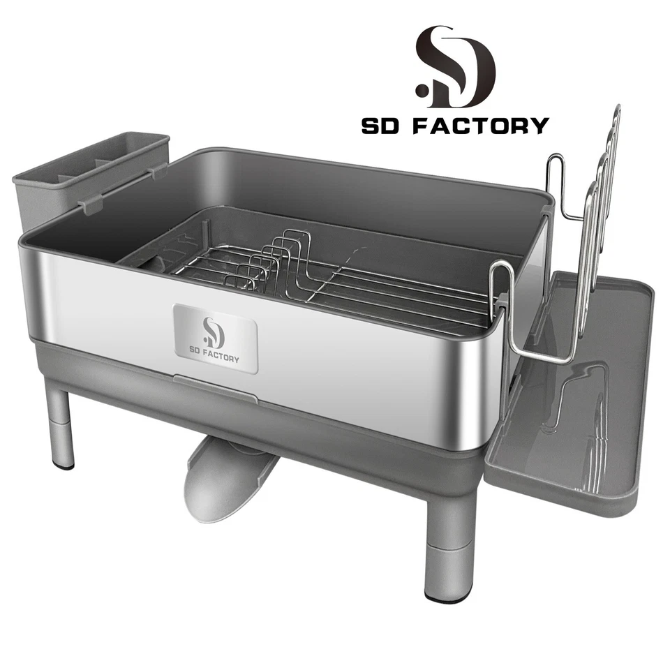 Dish Drying Rack with Swivel Drain and Removable Cutlery Caddy 304 SS - Image 1 of 4
