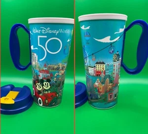 💫 Walt Disney World 50th Anniversary Resort Cup Travel Mug By Whirley Blue Lid - Picture 1 of 9