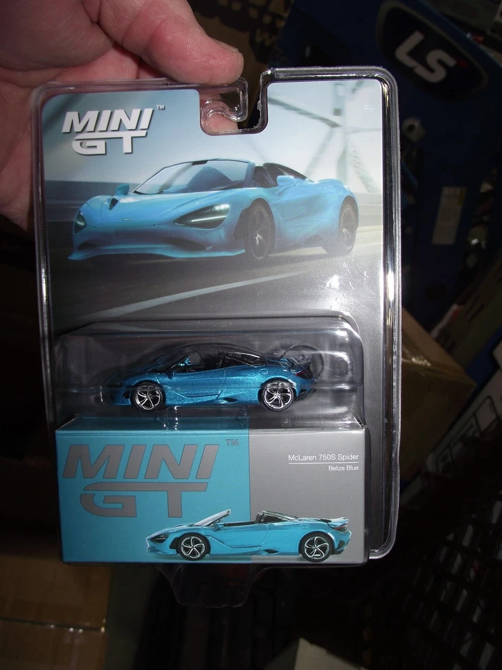 迷你 gt 1/64 McLaren 750 S 蜘蛛伯利兹蓝色 全新带盒 — 第 1/1 张图片