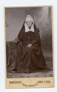 PHOTO CDV photographie Hanssens AIRE SUR LYS, une religieuse soeur nun - Bild 1 von 2
