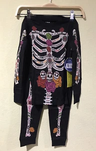 Intimo 2 PC Pajama Set Dia De Los Muertos Halloween Skeleton Unisex Sz 4 Kids j1 - Picture 1 of 7