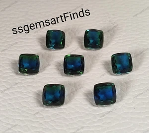 Piedra de zafiro azulada cojín corte verde azulado cultivado en laboratorio océano azulado zafiro - Imagen 1 de 9