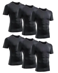 6 Pack Men's Compression Shirt Short Sleeve Athletic Baselayer Sports T Shirt... - Picture 1 of 6