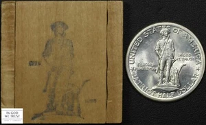1925 Lexington Commemorative Silver Half Dollar 50C w/ Original Wooden Box - Picture 1 of 6