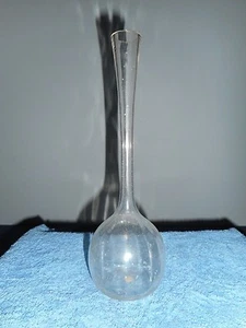 Vaso vetro soffiato bulbo ovoidale fiore singolo stelo rosa made in SVEZIA con etichetta anni 60 - Foto 1 di 12