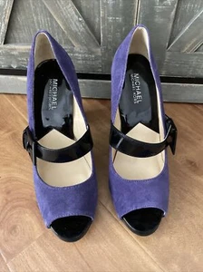 Michael Kors Hanna Open Toe, Heels, Wildleder Peeptoe Schuhe Lila Brandneu 7 1/2 - Bild 1 von 5