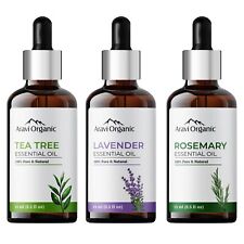 Aravi Organic Tea Tree, Lavender & Rosemary Essential Oil Combo Pack (15 ml Each